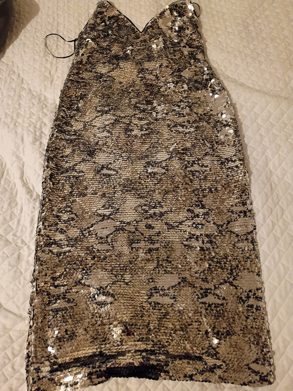 Zara Silver & Black Sequin Backless Slip Dress